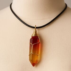 Gold Tone Wire Crystal Wrapped Pendant Necklace 18-in – Women’s Fashion Jewelry